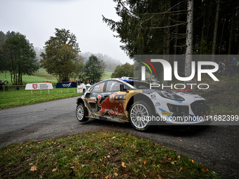 Driver Adrien Fourmaux and co-driver Alexandre Coria of the M-Sport Ford World Rally Team face the third day of the race during the FIA Worl...