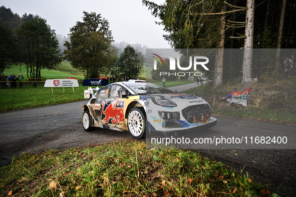 Driver Adrien Fourmaux and co-driver Alexandre Coria of the M-Sport Ford World Rally Team face the third day of the race during the FIA Worl...