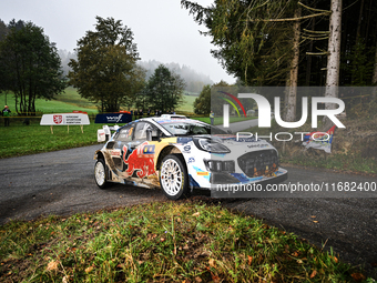 Driver Adrien Fourmaux and co-driver Alexandre Coria of the M-Sport Ford World Rally Team face the third day of the race during the FIA Worl...