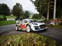 Driver Adrien Fourmaux and co-driver Alexandre Coria of the M-Sport Ford World Rally Team face the third day of the race during the FIA Worl...