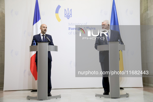 In Kyiv, Ukraine, on October 19, 2024, Minister of Foreign Affairs of Ukraine Andrii Sybiha and Minister for Europe and Foreign Affairs of t...