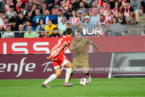 Players are in action during the LaLiga EA Sports 2024 - 2025 match between Girona FC and Real Sociedad at Montilivi Stadium in Girona, Spai...