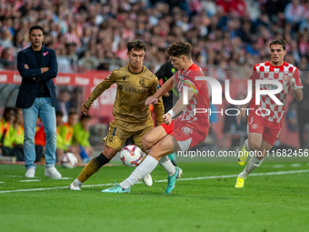 Martin Zubimendi of Real Sociedad is in action during the LaLiga EA Sports 2024-2025 match between Girona FC and Real Sociedad at Montilivi...