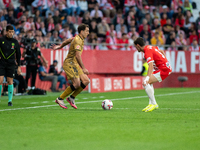 Mikel Oyarzabal of Real Sociedad is in action during the LaLiga EA Sports 2024-2025 match between Girona FC and Real Sociedad at Montilivi S...