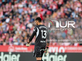 Paulo Gazzaniga of Girona FC is in action during the LaLiga EA Sports 2024-2025 match between Girona FC and Real Sociedad at Montilivi Stadi...