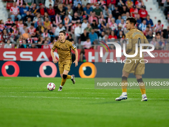 Aihen Munoz of Real Sociedad is in action during the LaLiga EA Sports 2024-2025 match between Girona FC and Real Sociedad at Montilivi Stadi...