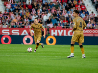 Aihen Munoz of Real Sociedad is in action during the LaLiga EA Sports 2024-2025 match between Girona FC and Real Sociedad at Montilivi Stadi...