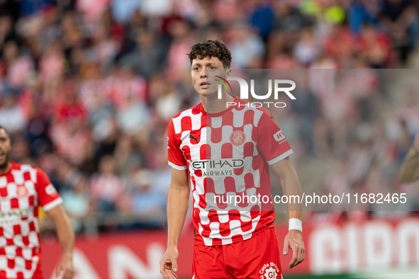 Ladislav Krejci of Girona FC is in action during the LaLiga EA Sports 2024 - 2025 match between Girona FC and Real Sociedad at Montilivi Sta...