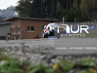 Driver Gregoire Munster and co-driver Louis Louka of the team M-Sport Ford World Rally Team Ford Puma Rally1 Hybrid face the third day of th...