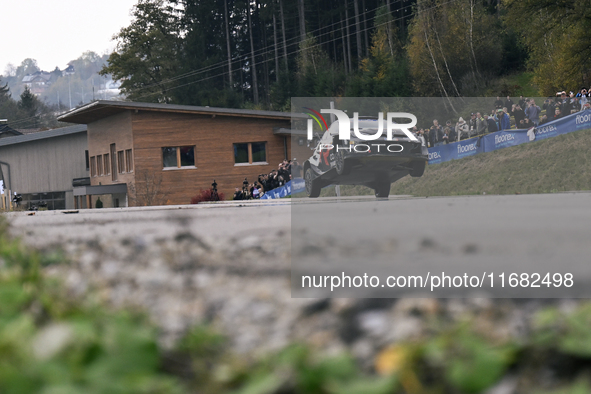 Driver Takamoto Katsuta and co-driver Aaron Johnston of Team Toyota Gazoo Racing WRT, in a Toyota GR Yaris Rally1 Hybrid, face the third day...