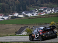 Driver Sebastien Ogier and co-driver Vincent Landais of the team Toyota Gazoo Racing WRT, with their Toyota GR Yaris Rally1 Hybrid, face the...