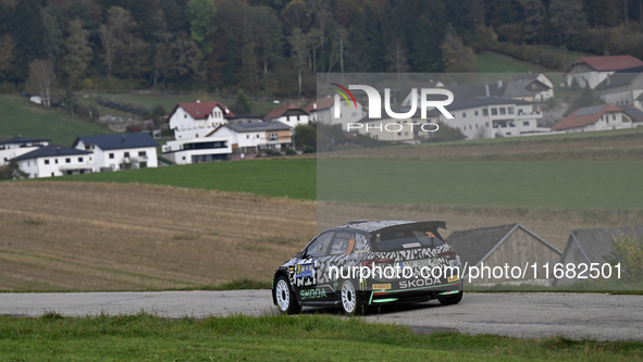 Driver Oliver Solberg and co-driver Elliott Edmondson of the team Toksport WRT 2, Skoda Fabia RS Rally2, face the third day of the race duri...