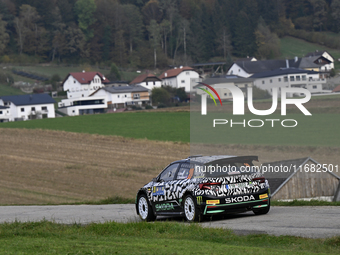 Driver Oliver Solberg and co-driver Elliott Edmondson of the team Toksport WRT 2, Skoda Fabia RS Rally2, face the third day of the race duri...