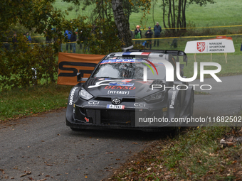 Driver Sebastien Ogier and co-driver Vincent Landais of the team Toyota Gazoo Racing WRT, with their Toyota GR Yaris Rally1 Hybrid, face the...