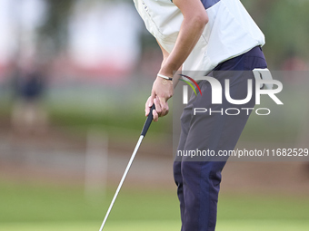 Rikuya Hoshino of Japan plays a shot on the 1st green on the third day of the Estrella Damm N.A. Andalucia Masters 2024 at Real Club de Golf...