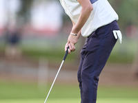 Rikuya Hoshino of Japan plays a shot on the 1st green on the third day of the Estrella Damm N.A. Andalucia Masters 2024 at Real Club de Golf...