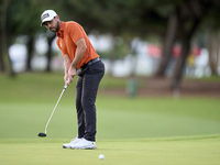 Sebastian Garcia of Spain plays a shot on the 1st green on the third day of the Estrella Damm N.A. Andalucia Masters 2024 at Real Club de Go...