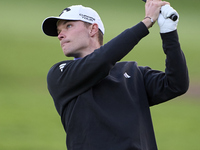 Nicolai Hojgaard of Denmark plays his second shot on the 1st hole on the third day of the Estrella Damm N.A. Andalucia Masters 2024 at Real...