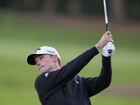 Nicolai Hojgaard of Denmark plays his second shot on the 1st hole on the third day of the Estrella Damm N.A. Andalucia Masters 2024 at Real...