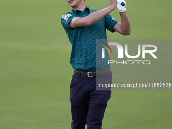 Rikuya Hoshino of Japan plays his second shot on the 1st hole on the third day of the Estrella Damm N.A. Andalucia Masters 2024 at Real Club...