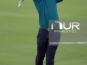 Rikuya Hoshino of Japan plays his second shot on the 1st hole on the third day of the Estrella Damm N.A. Andalucia Masters 2024 at Real Club...