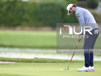 Antoine Rozner of France plays a shot on the 1st green on the third day of the Estrella Damm N.A. Andalucia Masters 2024 at Real Club de Gol...