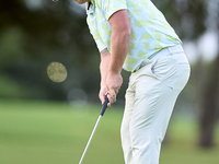 Callum Shinkwin of England plays a shot on the 1st green on the third day of the Estrella Damm N.A. Andalucia Masters 2024 at Real Club de G...