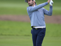 Antoine Rozner of France plays his second shot on the 1st hole on the third day of the Estrella Damm N.A. Andalucia Masters 2024 at Real Clu...