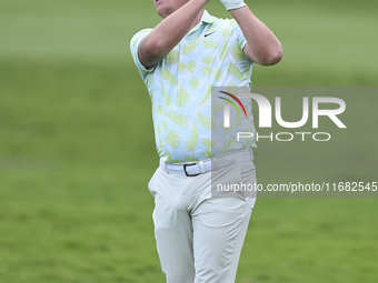 Callum Shinkwin of England plays his second shot on the 1st hole on the third day of the Estrella Damm N.A. Andalucia Masters 2024 at Real C...