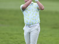 Callum Shinkwin of England plays his second shot on the 1st hole on the third day of the Estrella Damm N.A. Andalucia Masters 2024 at Real C...