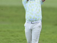 Callum Shinkwin of England plays his second shot on the 1st hole on the third day of the Estrella Damm N.A. Andalucia Masters 2024 at Real C...