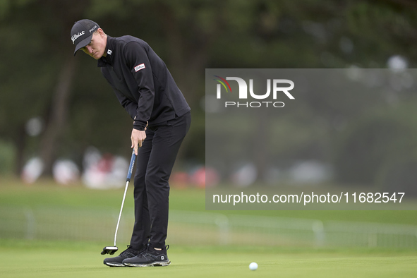 Marcus Kinhult of Sweden plays a shot on the 1st green on the third day of the Estrella Damm N.A. Andalucia Masters 2024 at Real Club de Gol...