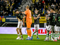 FC Twente forward Ricky van Wolfswinkel and FC Twente goalkeeper Lars Unnerstall participate in the match RKC - Twente at the Mandemakers St...