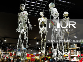 Halloween decorations are seen at a store in Krakow, Poland on October 14th, 2024. (