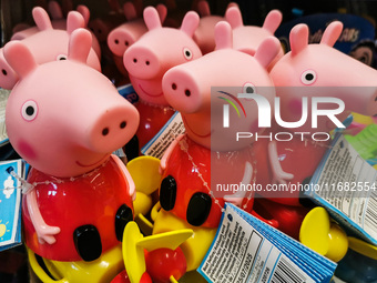  Peppa Pig toys are seen in Krakow, Poland on October 18th, 2024. (