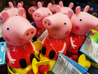  Peppa Pig toys are seen in Krakow, Poland on October 18th, 2024. (