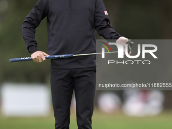 Marcus Kinhult of Sweden reacts on the 1st green on the third day of the Estrella Damm N.A. Andalucia Masters 2024 at Real Club de Golf Soto...