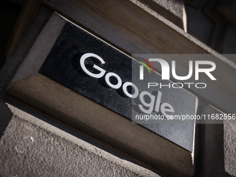 Google logo sign is seen outiside Google office in Krakow, Poland on October 19th, 2024. (