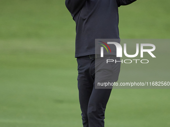 Marcus Kinhult of Sweden plays his second shot on the 1st hole on the third day of the Estrella Damm N.A. Andalucia Masters 2024 at Real Clu...