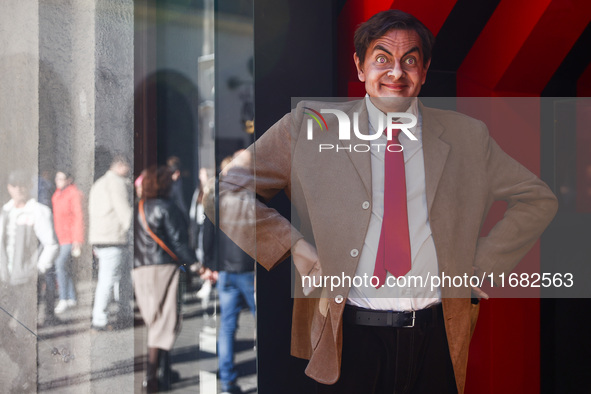 Mr. Bean figure is seen at the entrance to Polonia Wax Museum in Krakow, Poland on October 19th, 2024. 