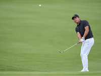 Ashun Wu of China approaches his ball on the 1st green on the third day of the Estrella Damm N.A. Andalucia Masters 2024 at Real Club de Gol...