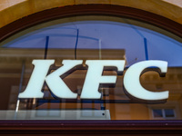 KFC logo is seen in Krakow, Poland on October 19th, 2024. (