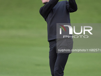 Marcus Kinhult of Sweden plays his second shot on the 1st hole on the third day of the Estrella Damm N.A. Andalucia Masters 2024 at Real Clu...