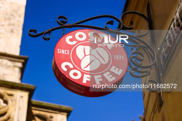 Costa Coffee logo is seen in Krakow, Poland on October 19th, 2024. 