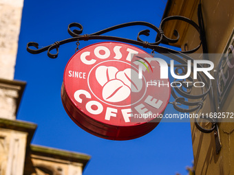 Costa Coffee logo is seen in Krakow, Poland on October 19th, 2024. (