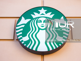 Starbucks Coffee logo is seen in Krakow, Poland on October 19th, 2024. (