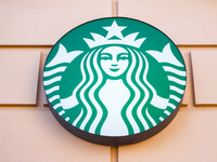 Starbucks Coffee logo is seen in Krakow, Poland on October 19th, 2024. (