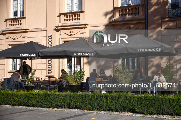 Starbucks Coffee logo is seen in Krakow, Poland on October 19th, 2024. 