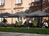 Starbucks Coffee logo is seen in Krakow, Poland on October 19th, 2024. (