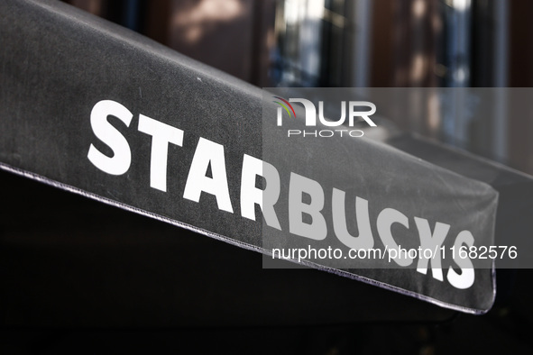 Starbucks Coffee logo is seen in Krakow, Poland on October 19th, 2024. 